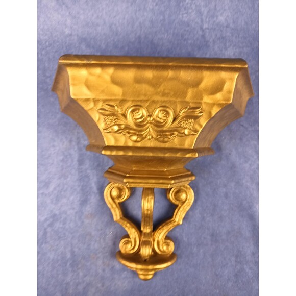 Homco Trapezoid Deco Shelf For Vases Plants Candles Brass Style Wall Art Decor - Picture 2 of 10